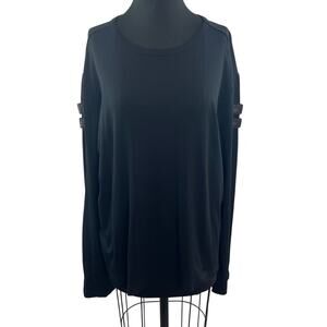 Nani Bon Black Top Stretch Crew Neck Drop Shoulder Classic Pullover Tee Size XXL